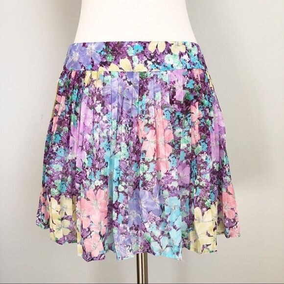 Aeropostal Floral Accordion Mini Skirt - Picture 1 of 7